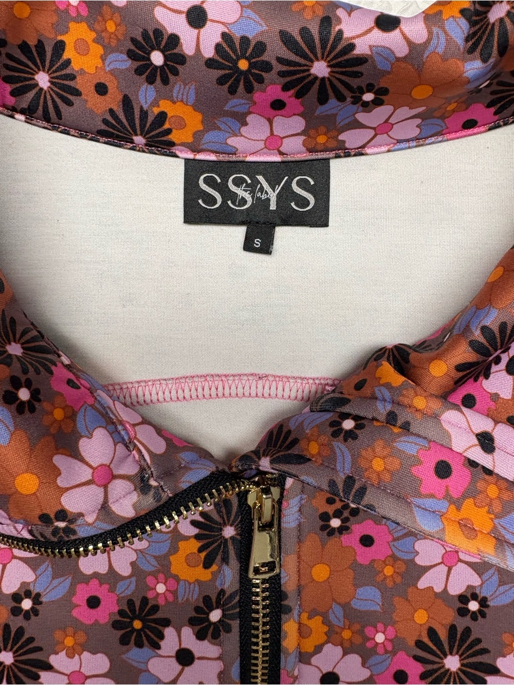 SSYS Pink Floral Half-Zip Women's Sweatshirt - Picture 2 of 8